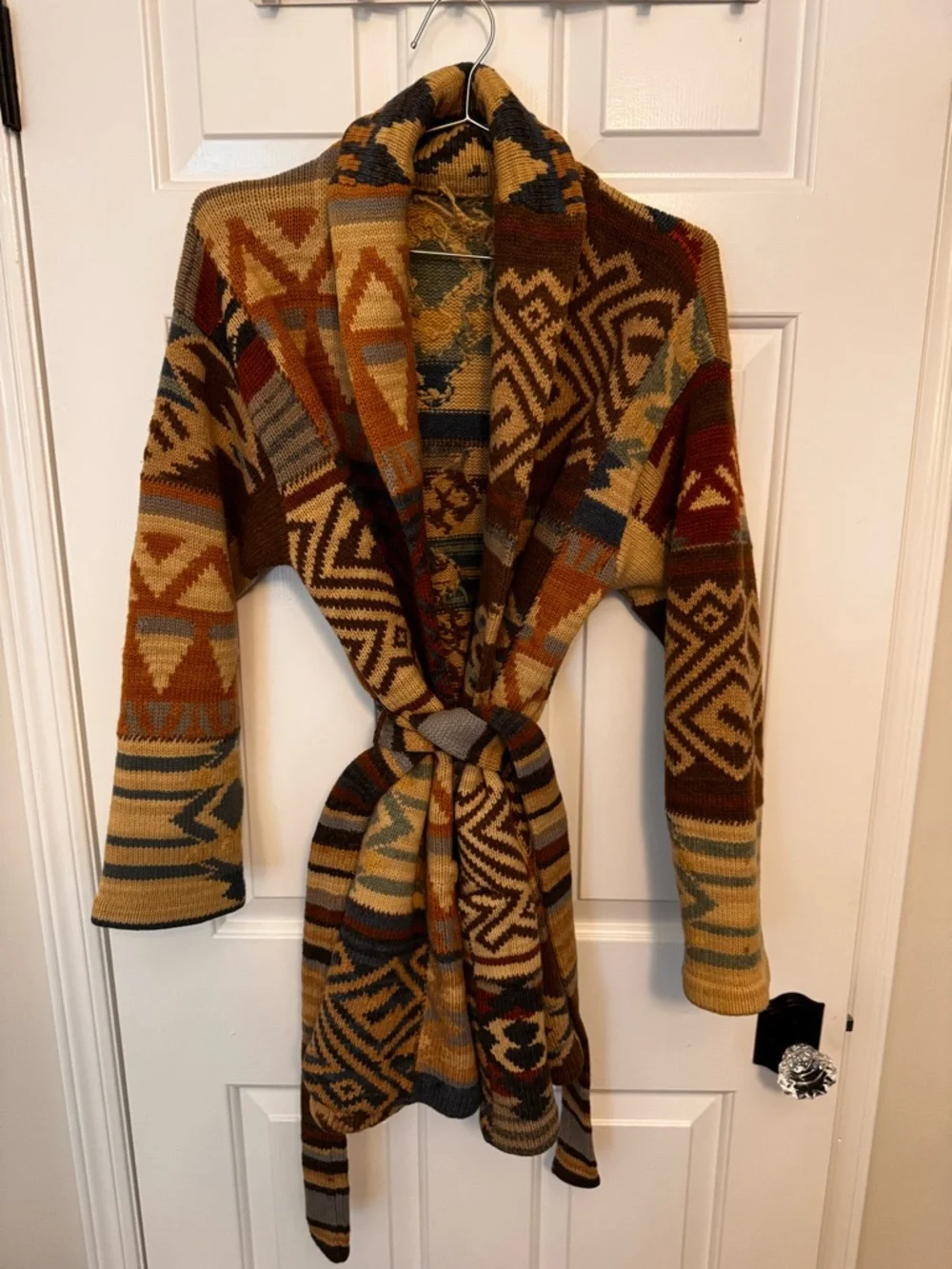 Vintage Ralph Lauren Wrap Belted Cardigan Aztec Print - Picture 4 of 4